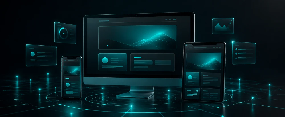 Responsive website displayed across desktop tablet and mobile devices
