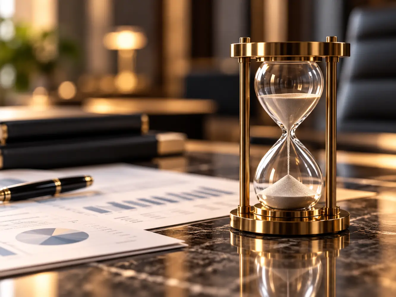 Hourglass representing investment liquidity and exit timing