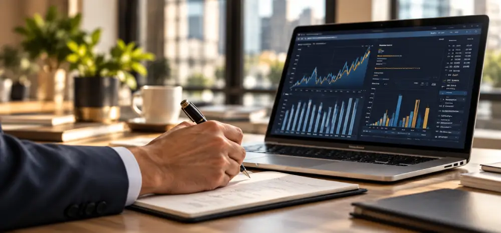 Investment portfolio analysis displayed on a financial dashboard