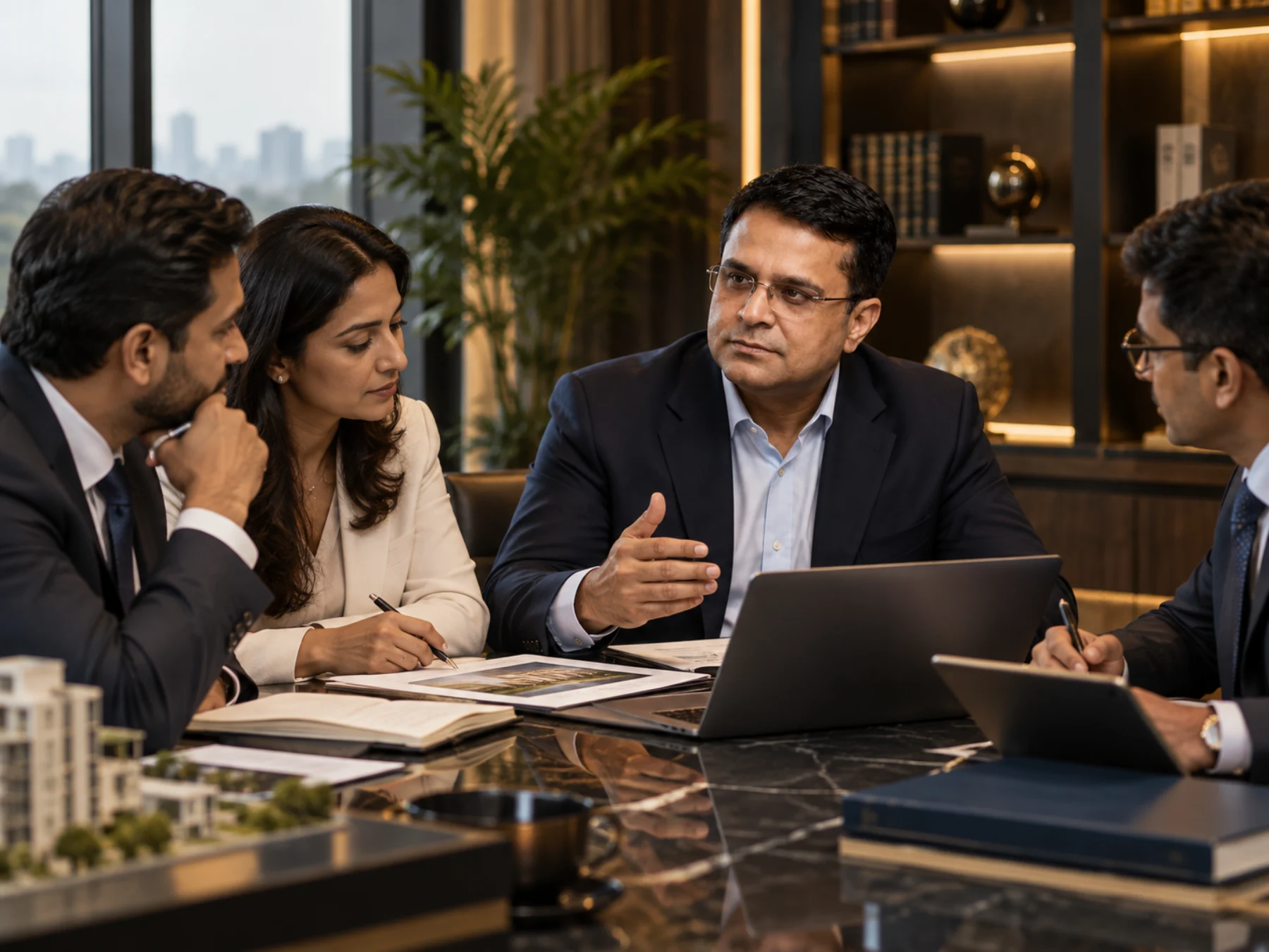 VIVS India investment advisory team reviewing property and investment information