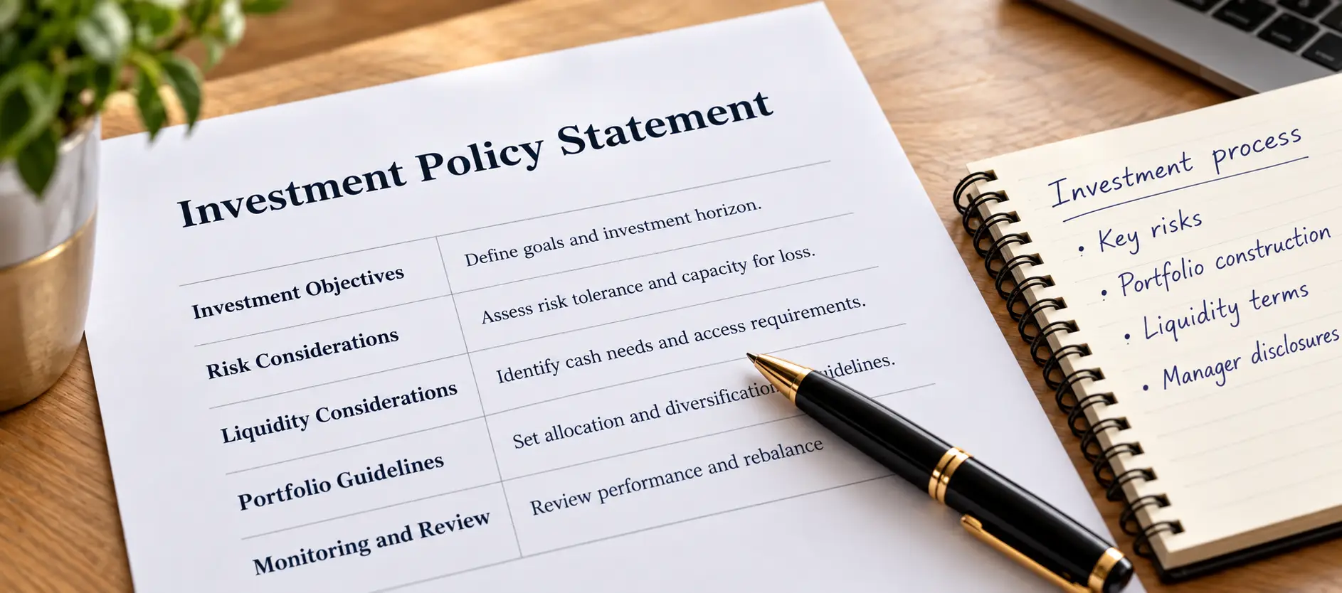 Investment policy statement and investment process notes being reviewed