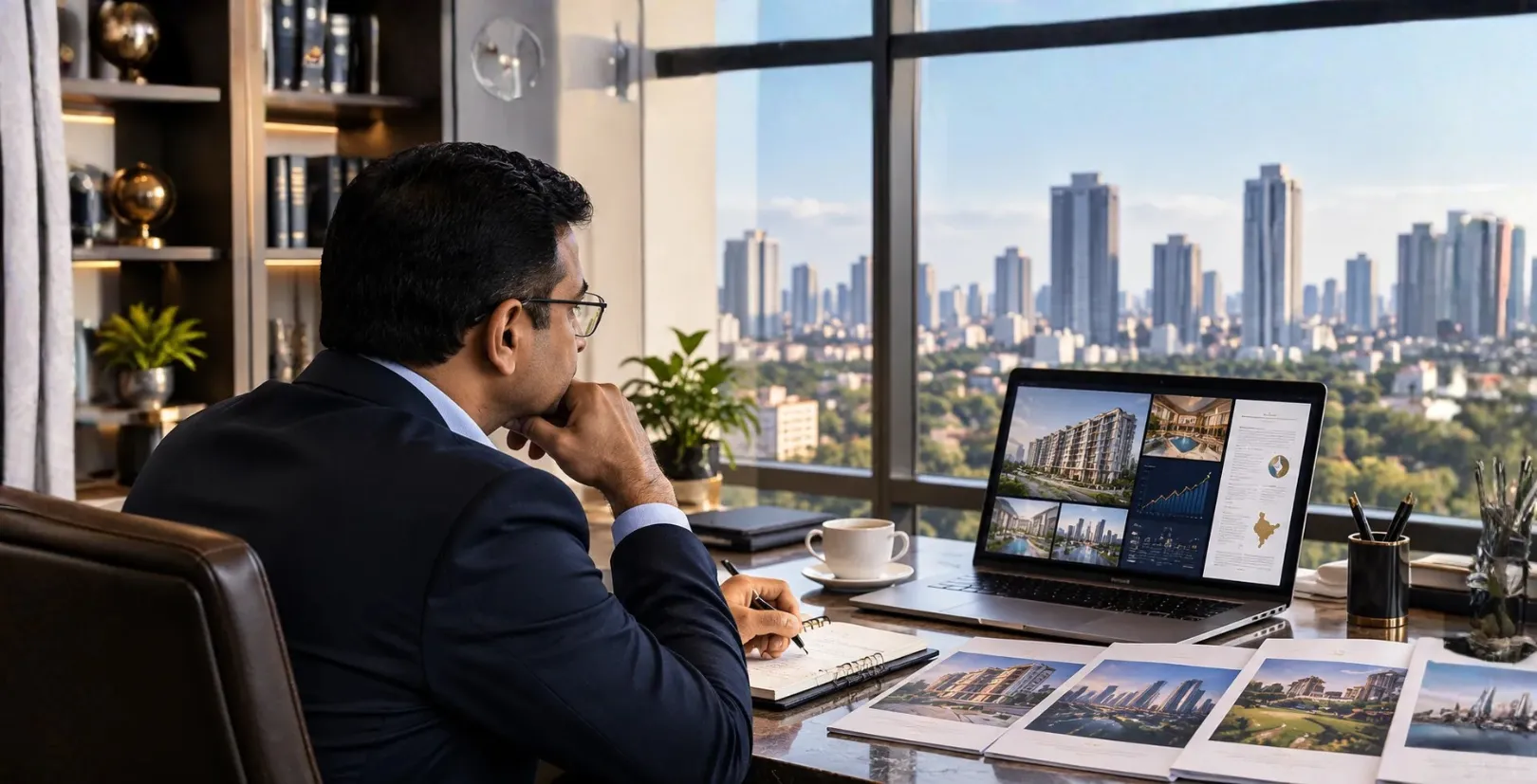 Investor reviewing real estate, PMS, AIF and structured product investment options